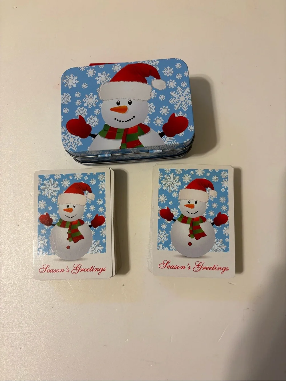 Holiday Snowman Playing Card and Tin Set - Two decks no Jokers
